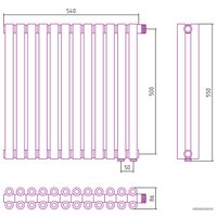 Стальной трубчатый радиатор Сунержа Эстет-00 EU50 500х540 12 секций (шампань)