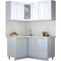 Готовая кухня Интерлиния Мила Пластик 1.2x1.5 (белый глянец/туманный глянец/опал светлый) в Солигорске