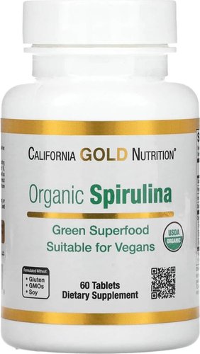Витамины, минералы California Gold Nutrition Органическая спирулина/Organic Spirulina 1500 мг (60 таблеток)