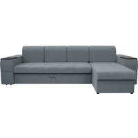 Угловой диван Сириус Лидер-13 с оттоманкой ППУ 330x165 (Eva 32 велюр серый)