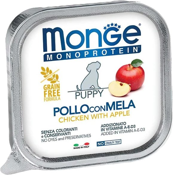 

Пресервы Monge Monoprotein Fruits с курицей и яблоком (150 г)