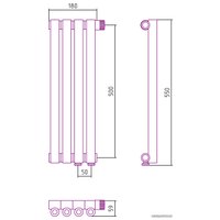 Стальной трубчатый радиатор Сунержа Эстет-0 EU50 правый 500х180 4 секции (золото)