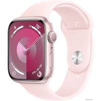 Умные часы Apple Watch Series 9 45 мм (алюминиевый корпус, розовый/розовый, спортивный силиконовый ремешок S/M)