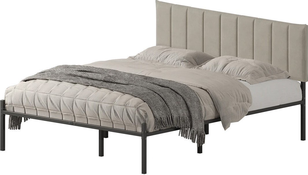 Кровать Домаклево Металика Б180x200+Г4 (черный/05 крем велюр)
