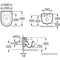 Унитаз подвесной Roca Meridian-N Compacto (346248000 + 8012AC004) с пневмокрышкой