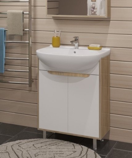 

Runo Тумба под умывальник Эко 50 (напольная, белый/лиственница)