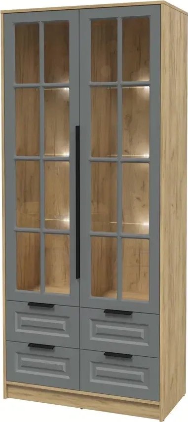 

Шкаф-витрина Интерлиния Концепт КТ-ШВ2 с подсветкой Деко (дуб золотой/серый)