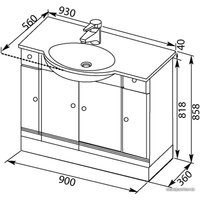  Aquanet Тумба с умывальником Марсель 90 [00100302+00174215+00168239]