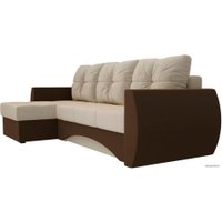 Угловой диван Лига диванов Сатурн 101053 (левый, микровельвет, бежевый/коричневый)