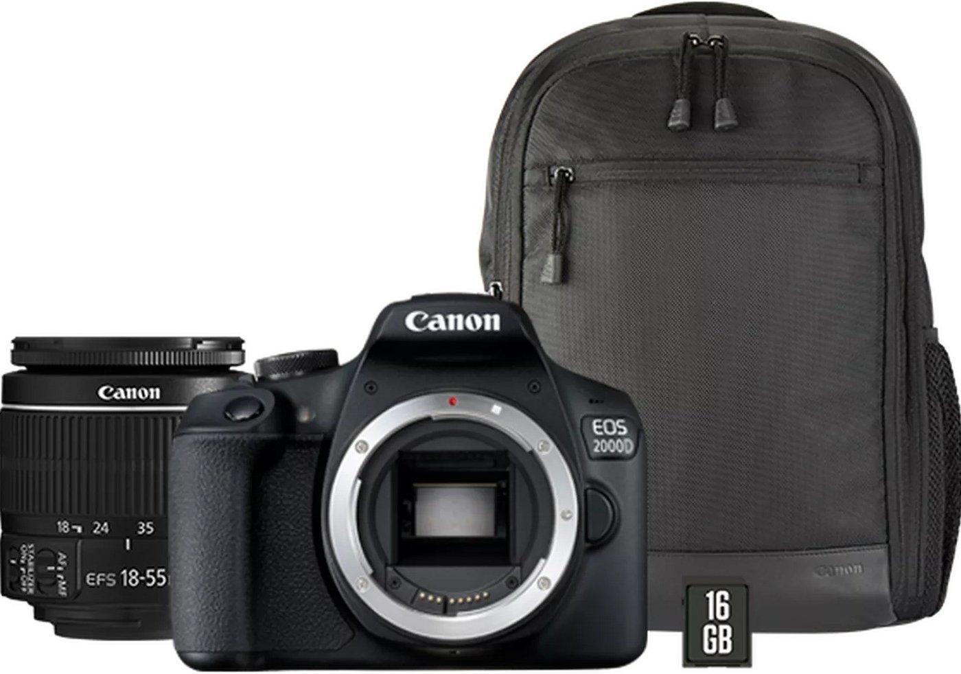 Зеркальный фотоаппарат Canon EOS 2000D Kit 18-55mm IS II + Backpack + 16GB SD Card