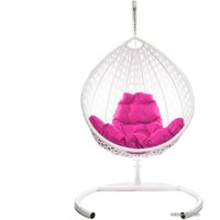 Подвесное кресло M-Group Капля Люкс 11030108 (белый ротанг/розовая подушка)