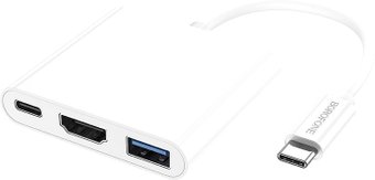 Адаптер Borofone DH4 USB Type-C - USB Type-A 3.0+HDMI+USB Type-C (белый)