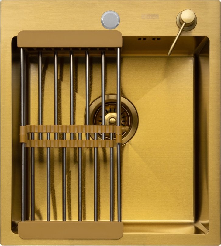 

Кухонная мойка ARFEKA Eco AR мойка 450*500, коландер, дозатор Gold