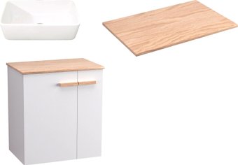 Lauter Комплект мебели для ванной Adri тумба, столешница, раковина (59 см, белый глянец)
