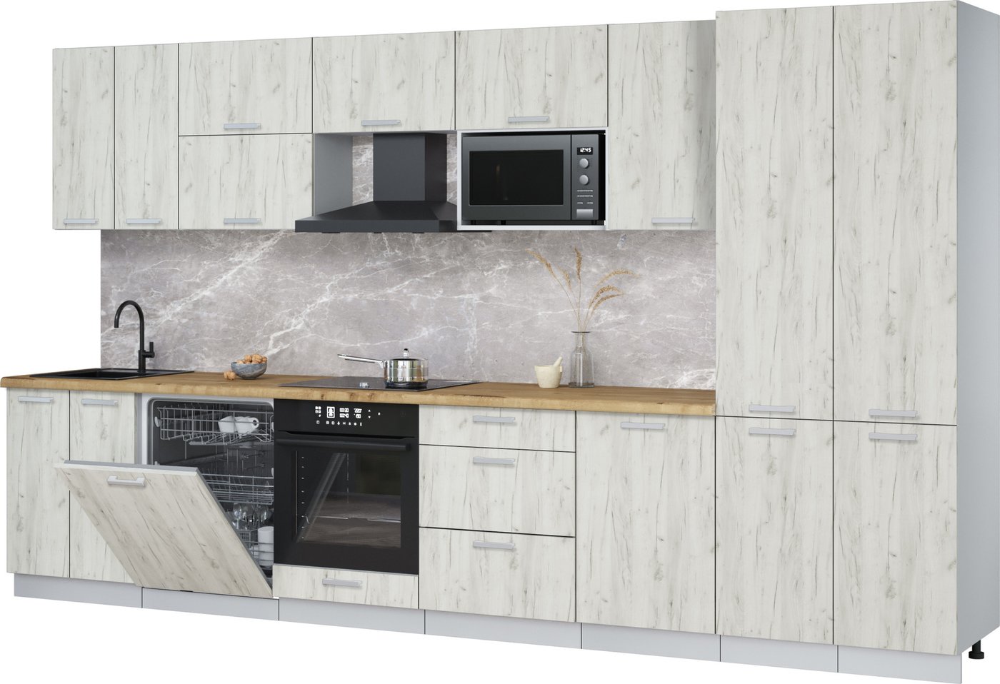 

Готовая кухня Интерлиния Мила Лайт 3.7-ПМ2 (дуб белый/дуб белый/дуб бунратти)