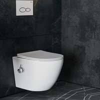 Унитаз подвесной Roxen Antares Bidet в комплекте с инсталляцией StounFix Dual Fresh 6 в 1 966280 (кнопка: бежевый)