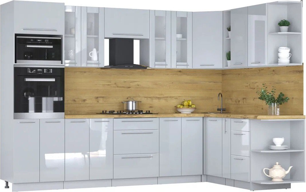 

Готовая кухня Интерлиния Мила Пластик 1.88x3.0 PR (туманный глянец/туманный глянец/дуб бунратти)