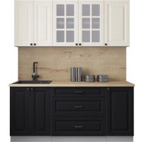 Готовая кухня Интерлиния Мила Деко 1.8Б (черный/белый/дуб бунратти)