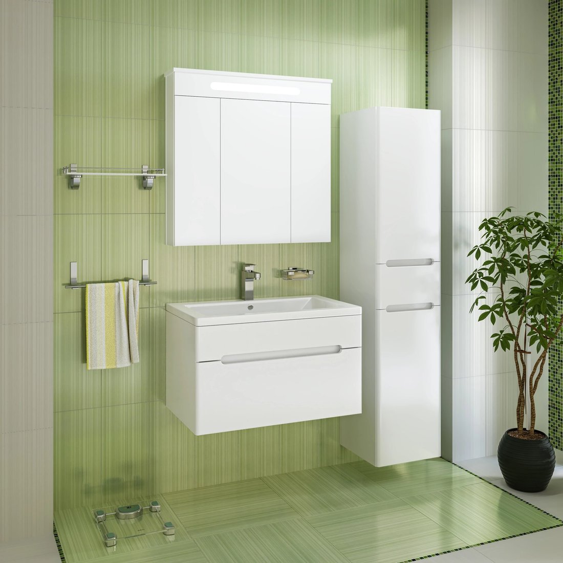 

Runo Тумба с умывальником Парма 75 + Omega 75 (подвесная)