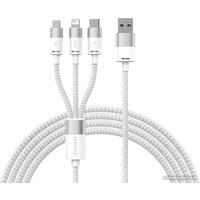 Кабель Baseus One-For-Three Fast Charging Data Cable 3.5A USB Type-A - USB Type-C/microUSB/Lightning (0.5 м, белый)