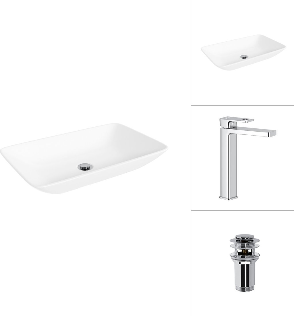 Умывальник Lauter 21540 + Cascade 21СК0655C с донным клапаном 21190CH (хром)