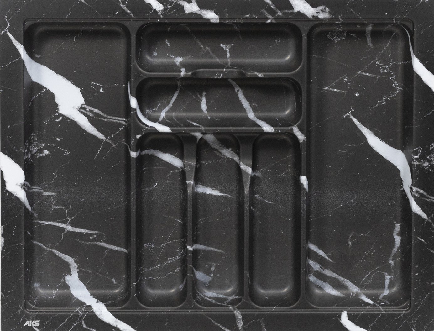 Лоток для столовых приборов AKS 700 Marble 635x485 (черно-серый мрамор)