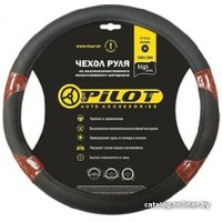 Оплетка на руль Pilot ПВХ 1064 (черный/дерево)