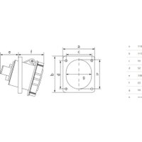 Розетка промышленная КС YHT 4442 3Р+РЕ 125А 380В IP67 74315