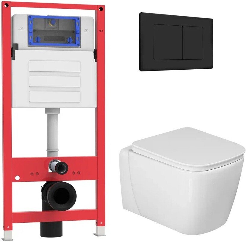 

Унитаз подвесной Oliveeka OL-MQ-003 + OL-G1 + OL-E12-MB (черный матовый)