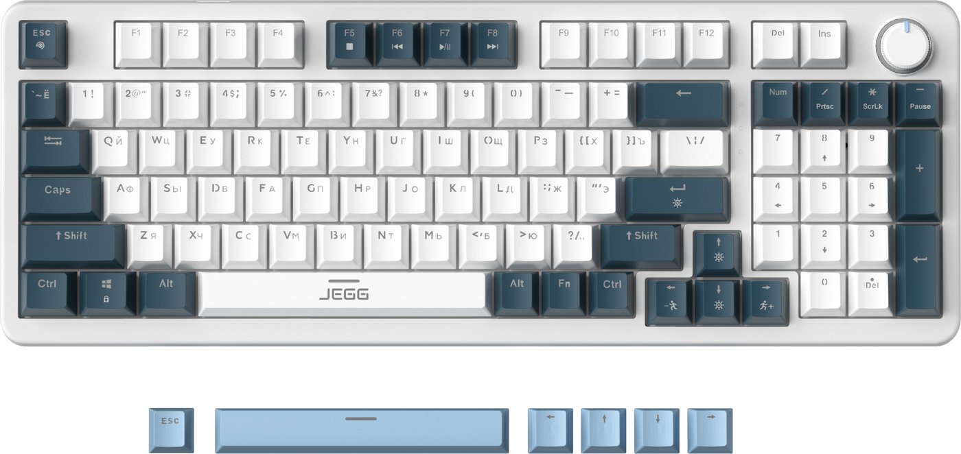 Клавиатура JEGG ZA98 White Navy Blue (TNT Yellow)