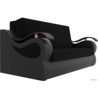 Диван Лига диванов Меркурий 140 106381 (велюр/экокожа, черный/черный)