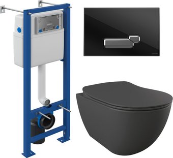 Унитаз подвесной Creavit Free FE322-11AM00E-0000 (KC0903.01.0400E + S-IN-MZ-VECTOR + P-BU-ACT/Blg/Gl)