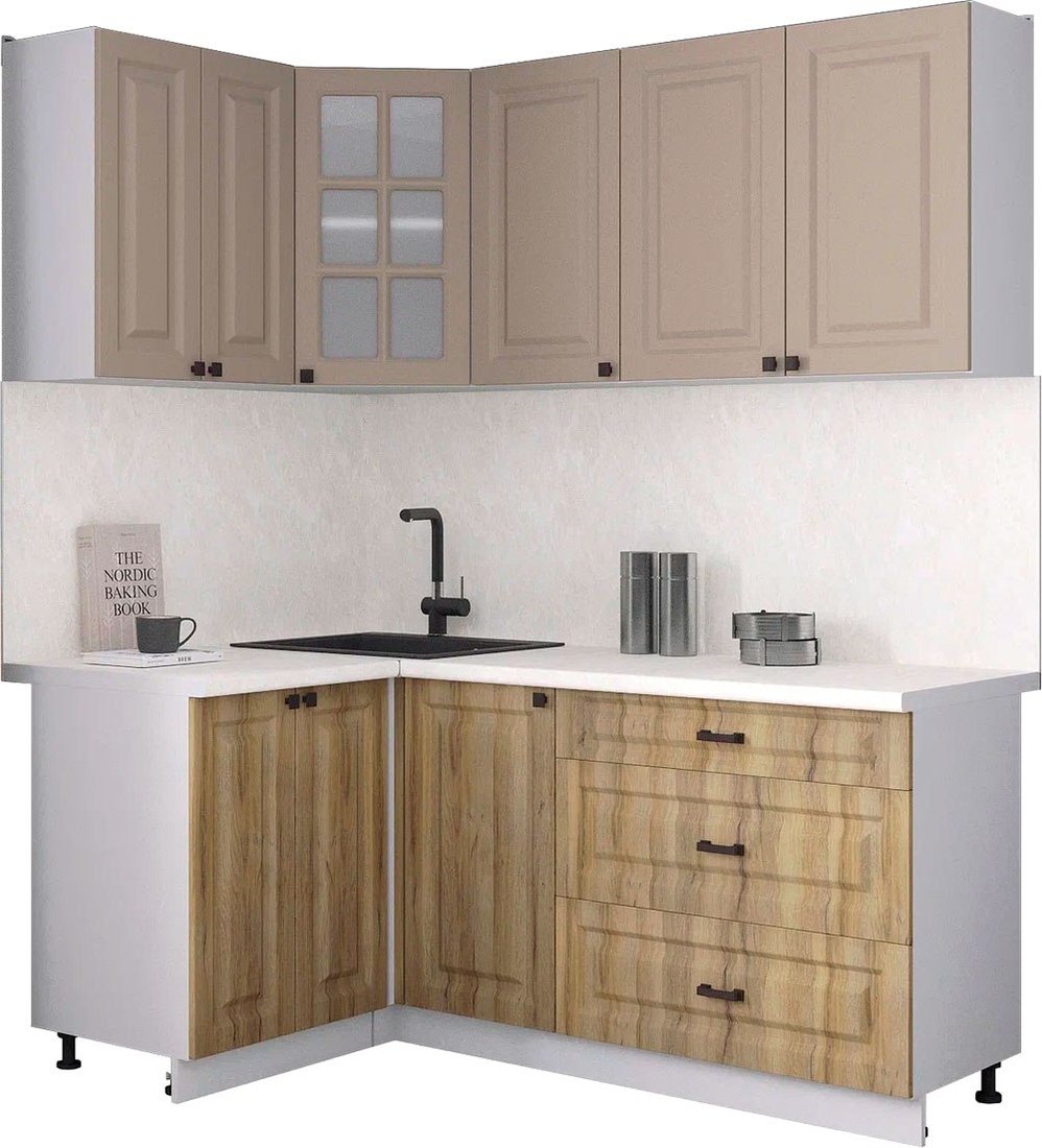 

Готовая кухня Интерлиния Мила Деко 1.2x1.8 (дуб вотан/луна/опал светлый)