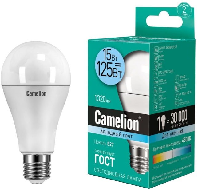 

Светодиодная лампочка Camelion LED15-A60 845 E27 4500 К