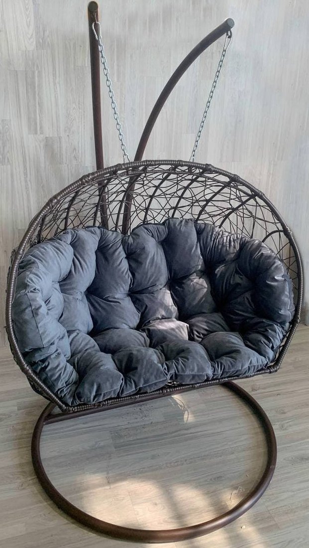 

Подвесное кресло Craftmebel Кокон Дабл (черный/серый вельвет)