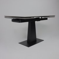 Кухонный стол Lepremo AV 2119 МДФ+керамика раздвижной 1200-1800x800 (натуральный глянцевый Gold Jade/черный)