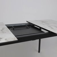 Кухонный стол Lepremo AV 1209 HPL+МДФ раздвижной 1200-1600x800 (виктори натуральный/черный)