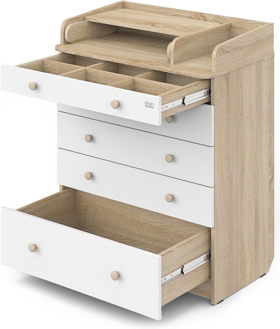 

Детский комод Атон Мебель Leo ЛДСП 800/5 с органайзером (дуб сонома/белый)
