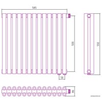 Стальной трубчатый радиатор Сунержа Эстет-00 EU50 500х585 13 секций (шампань)