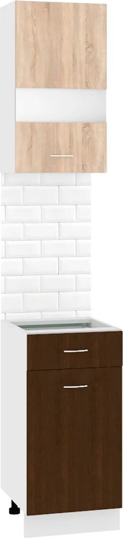 

Готовая кухня Кортекс-мебель Корнелия Экстра 40р1ш без столешницы правый (дуб сонома/венге)