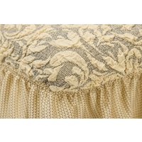 Чехол для стула Mio Tesoro Жаккард Люкс для стула 10034/543 (бежевый, с оборкой)