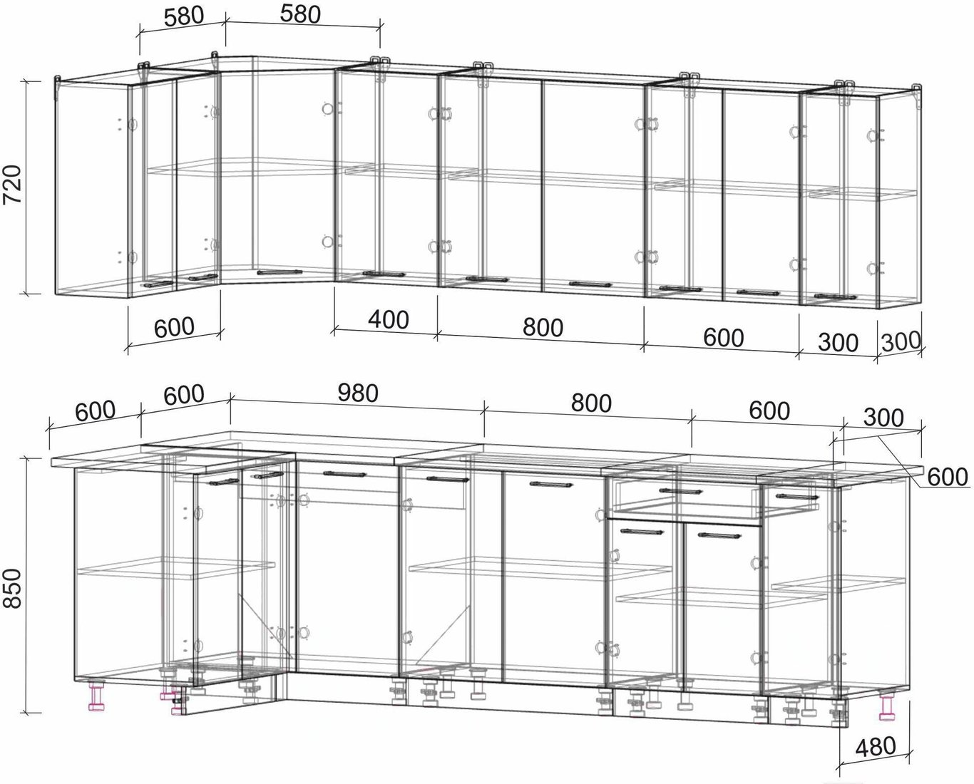 

Готовая кухня Интерлиния Мила Лайт 1.2x2.7 (дуб молочный/дуб венге)