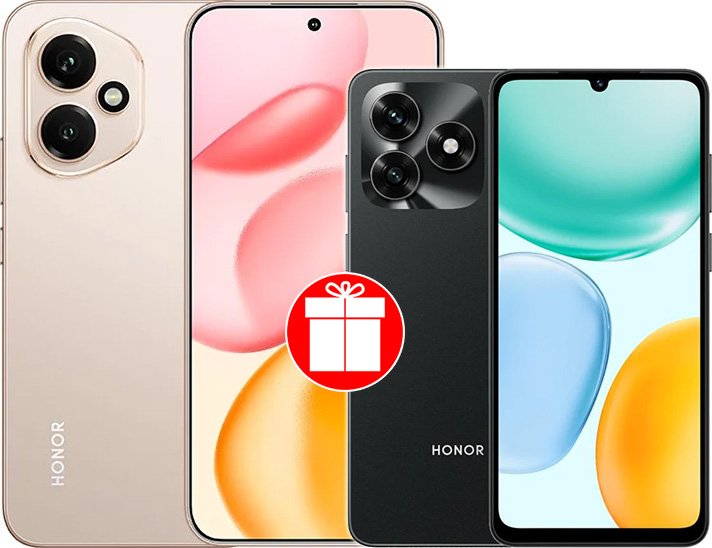 

Телефон HONOR 400 12GB/512GB международная версия (золотистый) и смартфон HONOR X5c Plus 4GB/128GB по акции