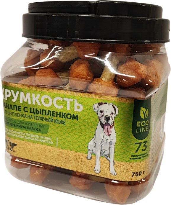 

Лакомство для собак GreenQZin Хрумкость Мясо цыпленка на телячьей коже (750г)