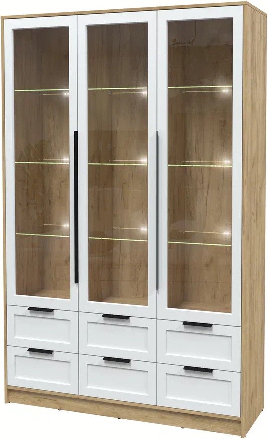 

Шкаф-витрина Интерлиния Концепт Тренд КТ-ШВ3 с подсветкой (дуб золотой/белый)