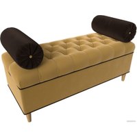 Банкетка Лига диванов Глория 113674 (микровельвет желтый/коричневый/коричневый)