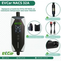 Зарядная станция EVCar Tesla NACS B3 6-32A Wi-Fi (7кВт, 1 фаза, сменные вилки)