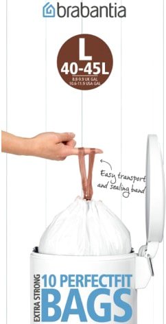 

Пакеты для мусора Brabantia PerfectFit L 40-45 л 371547 (10 шт, белый)