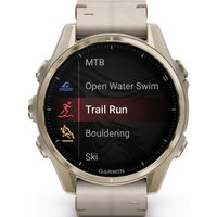 Умные часы Garmin Fenix 8 Sapphire 43мм (золотистый, серый кожаный ремешок)