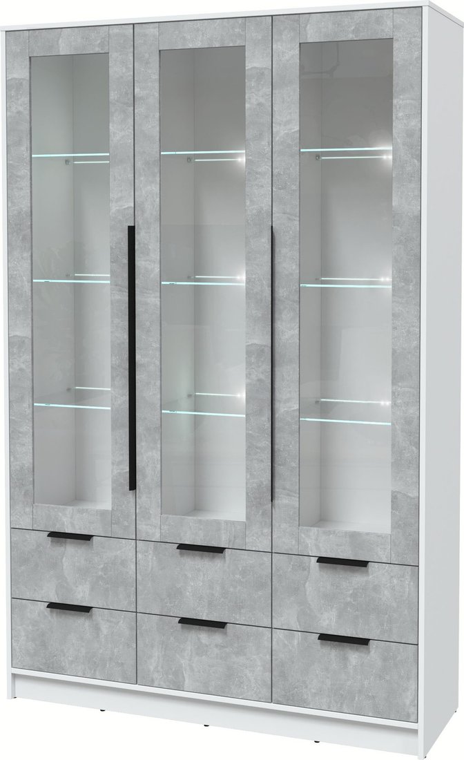 

Шкаф-витрина Интерлиния Концепт КТ-ШВ3 с подсветкой (бетон/белый платинум)